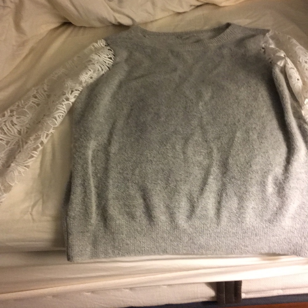 Sweater with lace sleeves, made by Nordstrom